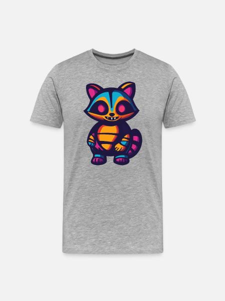 Waschbär Halloween Zombie - Männer Premium Bio T-Shirt - Grau meliert