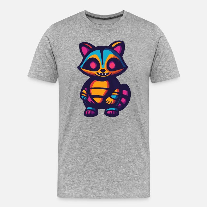 Waschbär Halloween Zombie - Männer Premium Bio T-Shirt - Grau meliert