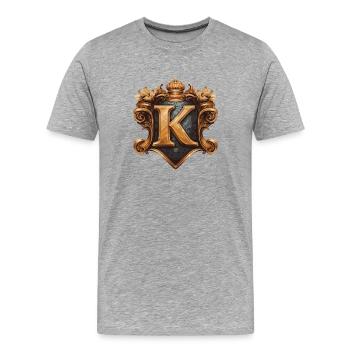 K Buchstabe Name Krone - Männer Premium Bio T-Shirt - Grau meliert - Vorne - Damien (186cm)