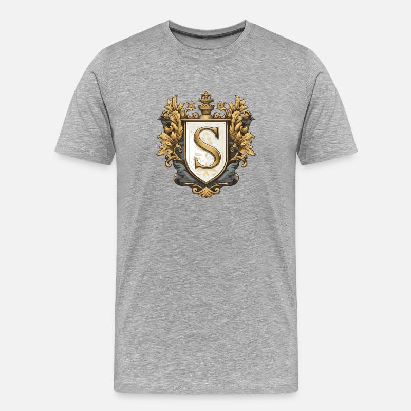 S Buchstabe Name Krone - Männer Premium Bio T-Shirt - Grau meliert