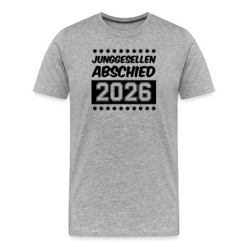 Junggesellenabschied 2026 - Männer Premium Bio T-Shirt - Grau meliert - Vorne - Damien (186cm)
