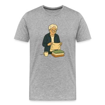 Mamie Karin - T-shirt bio Premium Homme - gris chiné - Devant - Damien (186cm)