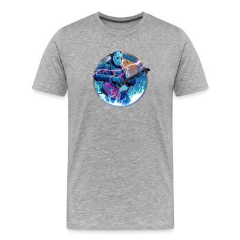 T-Shirt aus Metall - Männer Premium Bio T-Shirt - Grau meliert - Vorne - Damien (186cm)