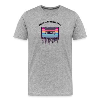 Retro Cassette Tape - Press Play on the Past - Men's Premium Organic T-Shirt - heather grey - Front - Damien (186cm)
