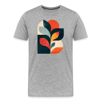 Abstract Botanical Collage - Modern Geometric Art - Men's Premium Organic T-Shirt - heather grey - Front - Damien (186cm)