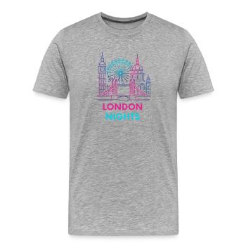 London Nights Neon Skyline - Männer Premium Bio T-Shirt - Grau meliert - Vorne - Damien (186cm)