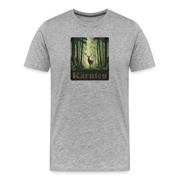 Cerf de Carinthie dans la forêt - T-shirt bio Premium Homme - gris chiné - Devant - Damien (186cm)