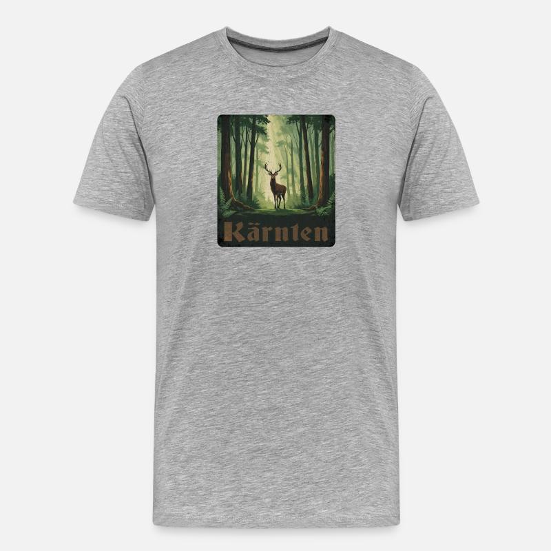 Kärnten Hirsch im Wald - Männer Premium Bio T-Shirt - Grau meliert