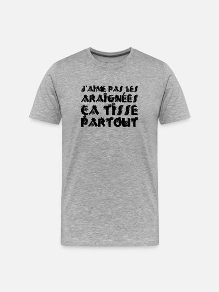 LES ARAIGNÉES, ÇA TISSE PARTOUT ! - T-shirt bio Premium Homme - gris chiné