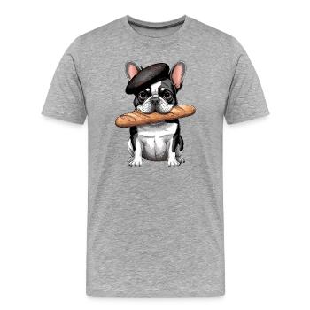 Französische Bulldogge Mit Baguette - Männer Premium Bio T-Shirt - Grau meliert - Vorne - Damien (186cm)