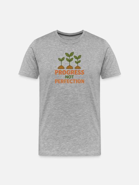 Progress instead of perfection - Men's Premium Organic T-Shirt - heather grey