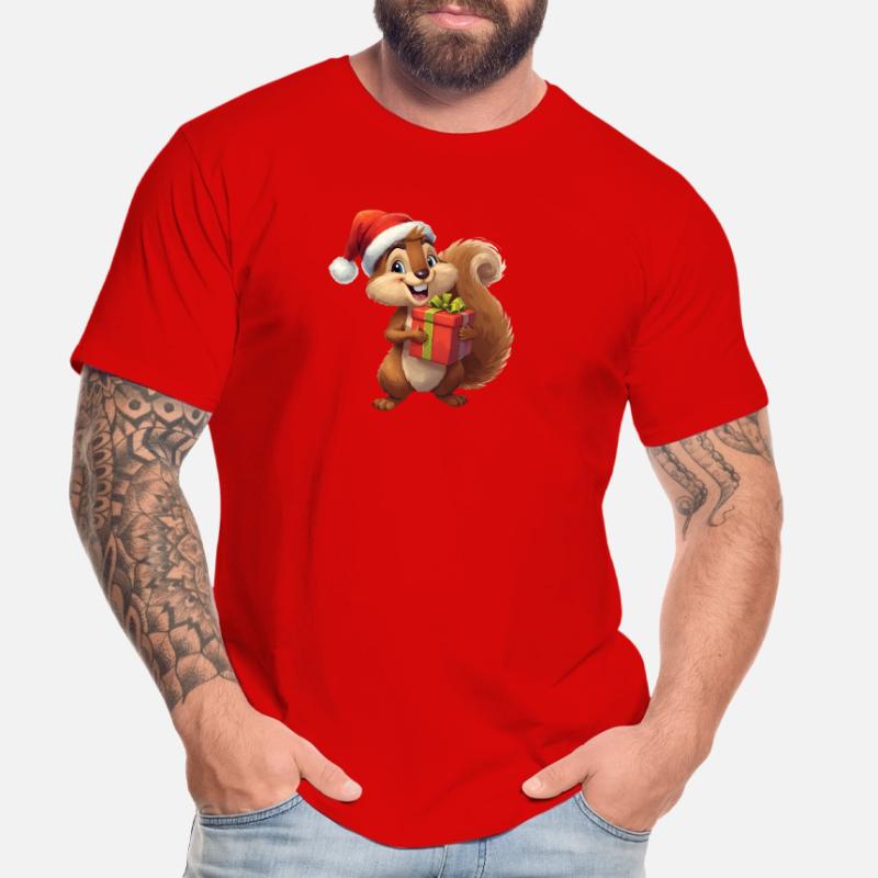 Weihnachts-Eichhörnchen mit Geschenk Männer Premium Bio T-Shirt