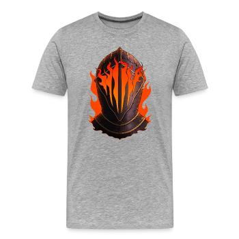 Casque chevalier enflammé - T-shirt bio Premium Homme - gris chiné - Devant - Damien (186cm)
