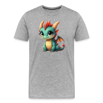 Niedlicher Babydrache - Männer Premium Bio T-Shirt - Grau meliert - Vorne - Damien (186cm)