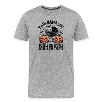 Halloween Doppeltes Spukbaby - Männer Premium Bio T-Shirt - Grau meliert - Vorne - Damien (186cm)