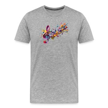 Notes colorées avec clé - T-shirt bio Premium Homme - gris chiné - Devant - Damien (186cm)