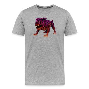Neon Skelett Dinosaurier - Männer Premium Bio T-Shirt - Grau meliert - Vorne - Damien (186cm)