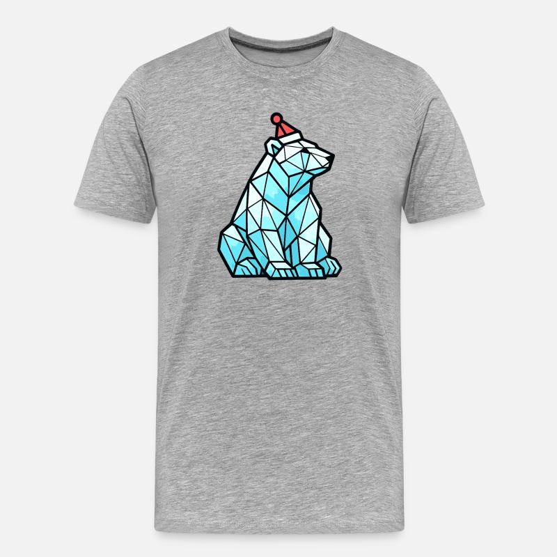 Polygon Eisbär mit Weihnachtsmütze - Männer Premium Bio T-Shirt - Grau meliert