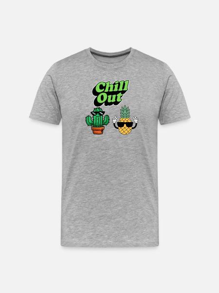 Chill Out Cactus and Pineapple - Men's Premium Organic T-Shirt - heather grey