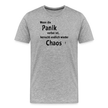 Panik und Chaos - Männer Premium Bio T-Shirt - Grau meliert - Vorne - Damien (186cm)