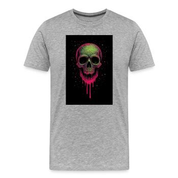 Deathhead – Psychedelic Neon Skull - Men's Premium Organic T-Shirt - heather grey - Front - Damien (186cm)