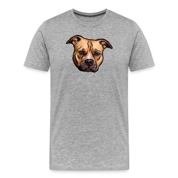 Tête de Staffordshire Terrier - T-shirt bio Premium Homme - gris chiné - Devant - Damien (186cm)