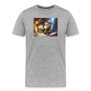 Gnome de cristal Étincelle de la grotte - T-shirt bio Premium Homme - gris chiné - Devant - Damien (186cm)
