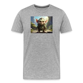 Petite créature verte dans la forêt - T-shirt bio Premium Homme - gris chiné - Devant - Damien (186cm)