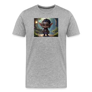 Waldkobold im Dämmerwald - Männer Premium Bio T-Shirt - Grau meliert - Vorne - Damien (186cm)
