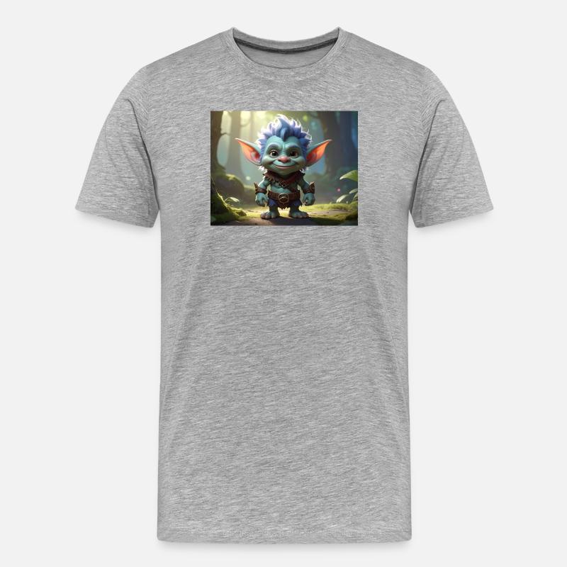 Blauer Waldtroll im Mondwald - Männer Premium Bio T-Shirt - Grau meliert