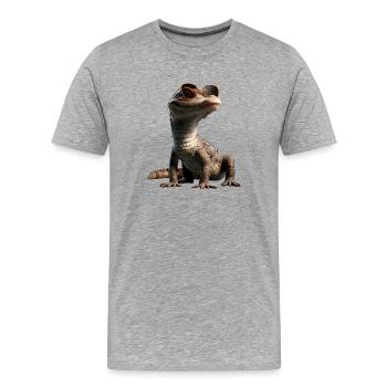Kaiman Krokodil Alligator Reptilien Kroko Kaimane - Männer Premium Bio T-Shirt - Grau meliert - Vorne - Damien (186cm)