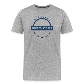 Nebraska USA Bow Stamp - T-shirt bio Premium Homme - gris chiné - Devant - Damien (186cm)