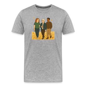 Mamie Karin - T-shirt bio Premium Homme - gris chiné - Devant - Damien (186cm)