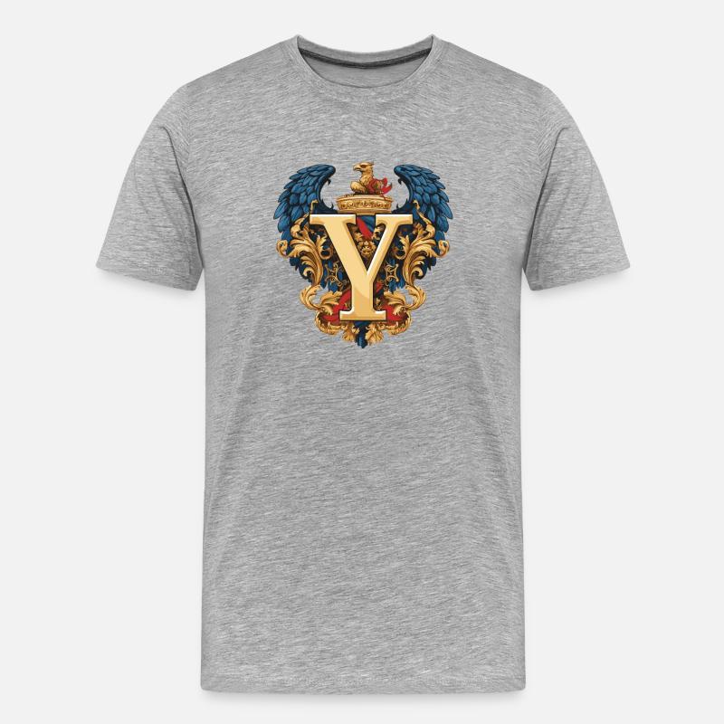Y Buchstabe Name Krone - Männer Premium Bio T-Shirt - Grau meliert
