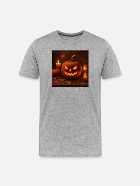 Halloween - Pumpkin - Men's Premium Organic T-Shirt - heather grey
