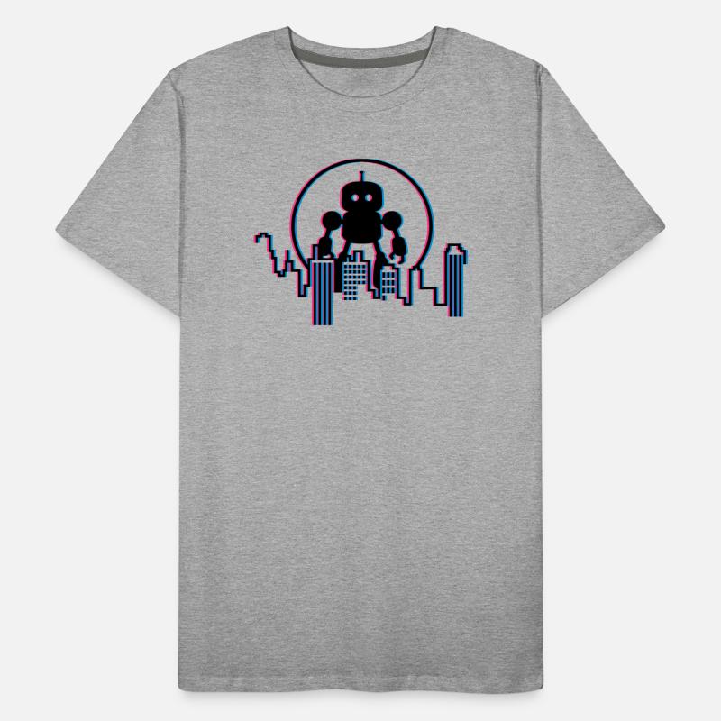 Robot City Skyline – 3D Sci-Fi Future Design Men's Premium Organic T-Shirt
