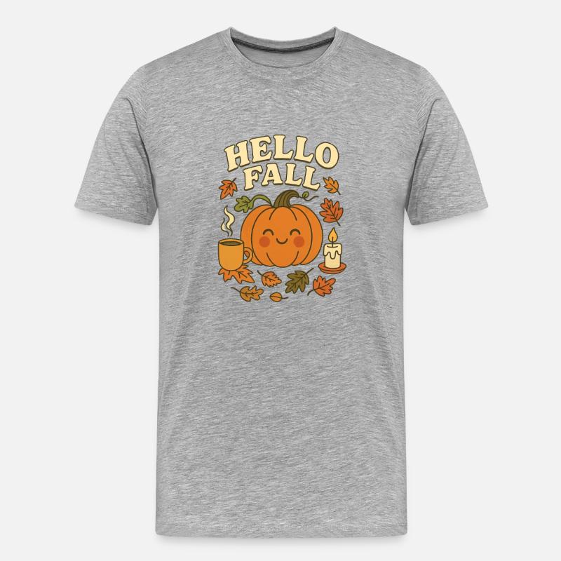 Cute_hello_fall - Männer Premium Bio T-Shirt - Grau meliert