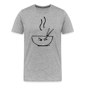 Soupe chaude NOIR - T-shirt bio Premium Homme - gris chiné - Devant - Damien (186cm)