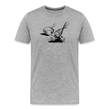 Fish and rice - Men's Premium Organic T-Shirt - heather grey - Front - Damien (186cm)