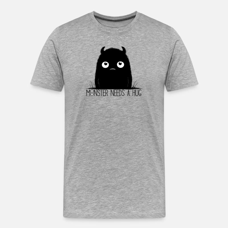 Minimalistisches weißäugiges Monster - Männer Premium Bio T-Shirt - Grau meliert