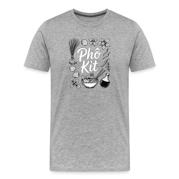 PHO KIT Soupe vietnamienne aux nouilles pho - T-shirt bio Premium Homme - gris chiné - Devant - Damien (186cm)