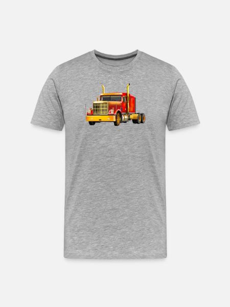 Powerful yellow-red truck - Men's Premium Organic T-Shirt - heather grey
