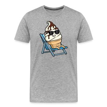 Glace rafraîchissante sur une chaise longue - T-shirt bio Premium Homme - gris chiné - Devant - Damien (186cm)