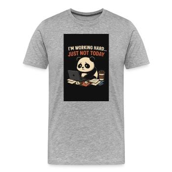 Panda sur l’ordinateur portable : pas aujourd’hui - T-shirt bio Premium Homme - gris chiné - Devant - Damien (186cm)