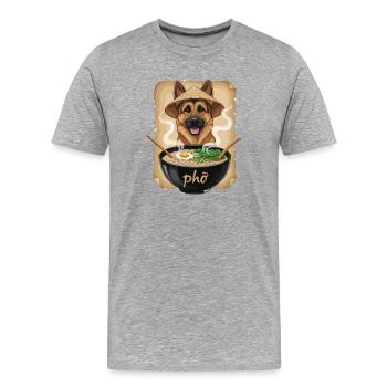 Phở Chien en chapeau de bambou - T-shirt bio Premium Homme - gris chiné - Devant - Damien (186cm)