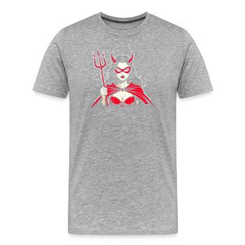 Diable Trident Enfer Diable Femme Femme Diable - T-shirt bio Premium Homme - gris chiné - Devant - Damien (186cm)