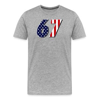 Siebenundsechzig, 67, 6, 7 - Männer Premium Bio T-Shirt - Grau meliert - Vorne - Damien (186cm)