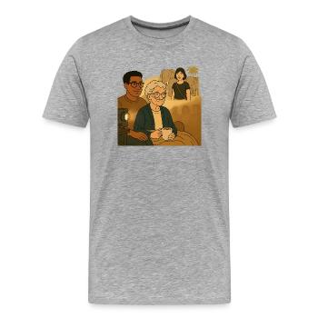 Grandma with grandson - Men's Premium Organic T-Shirt - heather grey - Front - Damien (186cm)