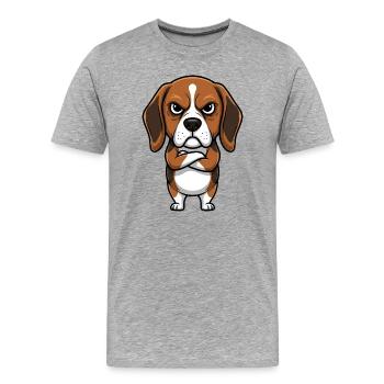 Chien de dessin animé beagle sinistre mignon - T-shirt bio Premium Homme - gris chiné - Devant - Damien (186cm)
