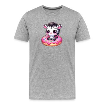 Mignon zèbre beignet dessert bande dessinée drôle - T-shirt bio Premium Homme - gris chiné - Devant - Damien (186cm)